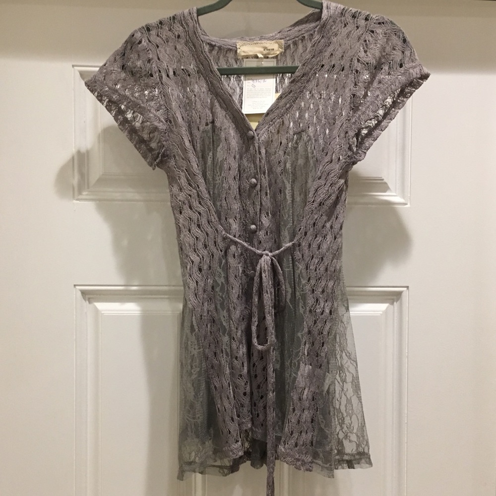 Gray Lace Top